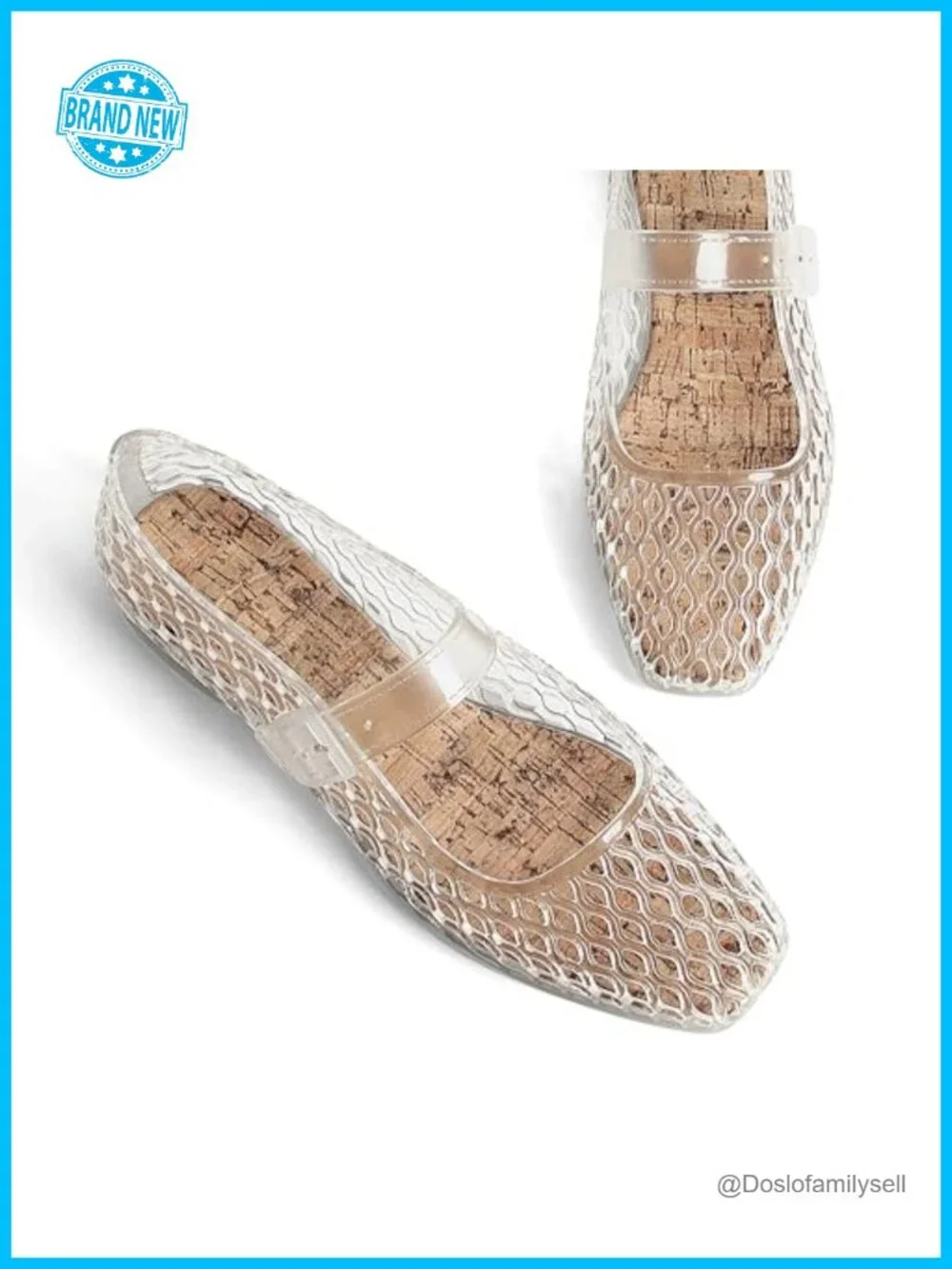 Jelly Mary Jane Ballet Flats Square Toe Buckle Women Beach Jellies